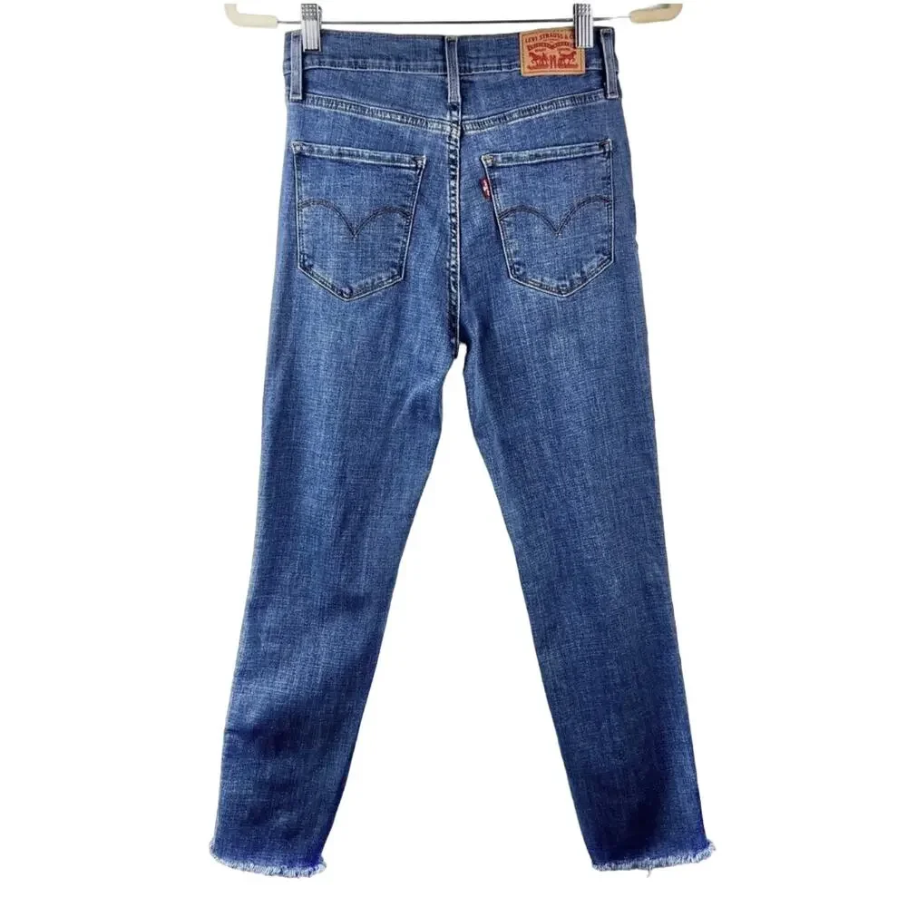 Levi's 724 High-Rise Straight Crop Jeans 27 Distressed Raw Hem
